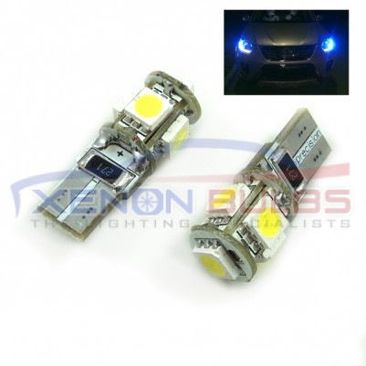 5 BLUE SMD T10/501/W5W LED BULBS - PAIR canbus